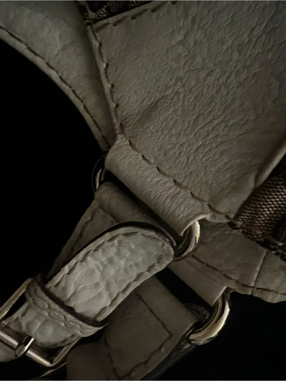Gucci Beige GG Canvas and White Leather Hobo Bag